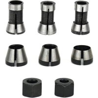 CHOYCLIT Fräsmaschinen-Spannfutter 6er-Set, Fräsmaschinen-Spannfutter-Spannzange (6 mm, 6,35 mm, 8 mm), Oberfräsen-Spannzange, Spannzangen-Adapter von CHOYCLIT