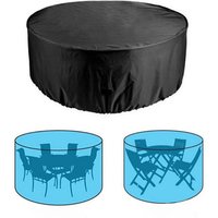 CHOYCLIT Ø180x90cm Runde Gartentischabdeckung, wasserdicht, Anti-UV, 210D Oxford-Gewebe, Outdoor-Plane für Gartenmöbel, runder Tisch auf Gartenmöbeln von CHOYCLIT