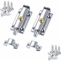 CHOYCLIT Schiebetürriegelschloss aus Edelstahl, Toilettentürschloss aus Edelstahl für Badezimmertüren und Fenster, Federknopfentriegelung, 4 von CHOYCLIT