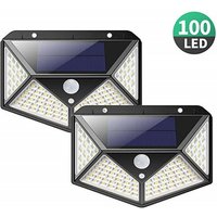 CHOYCLIT Solarleuchten Außen【Leistungsstarke Version 2er Pack】100 LED 2200 mAh wasserdichte Außenbeleuchtung 270° Solarlicht Bewegungsmelder 180° von CHOYCLIT