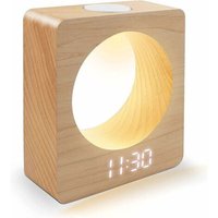Digitaler LED-Wecker aus Massivholz (Buche) mit Nachtlicht, 3 Alarmeinstellungen, Temperaturerkennung von CHOYCLIT