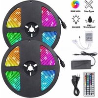 LED-Streifen, RGB-LED-Lichtleiste, 10 m LED-Streifen mit 300 LEDs, selbstklebender ferngesteuerter Streifen, IP65 wasserdicht für Partyrückwand (2 x LED-Streifen, RGB-LED-Lichtleiste, 10 m LED-Streifen mit 300 LEDs, selbstklebender ferngesteuerter Streifen, IP65 wasserdicht für Partyrückwand (2 x von CHOYCLIT