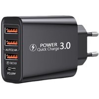 Quick Charge 3.0 USB-Wandladegerät und USB-C-Kabel, QC 3.0 30 W/6 A, 4 Ports, schnelles Wandladegerät, universelles Mehrfach-USB-Netzteil für Samsung von CHOYCLIT