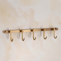 Wandhaken aus gebürstetem antikem Messing mit 5 robusten Haken, europäische klassische Serie, komplett aus Kupfer, antik, rustikal, kleine Wandhaken aus gebürstetem antikem Messing mit 5 robusten Haken, europäische klassische Serie, komplett aus Kupfer, antik, rustikal, kleine von CHOYCLIT