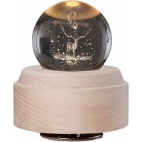 Weihnachts-Schneekugel mit Musik und rotierendem Glitzer, Rudolph-Rentier-Kristallkugel mit Holzständer, LED-Nachtlichter Weihnachts-Schneekugel mit Musik und rotierendem Glitzer, Rudolph-Rentier-Kristallkugel mit Holzständer, LED-Nachtlichter von CHOYCLIT