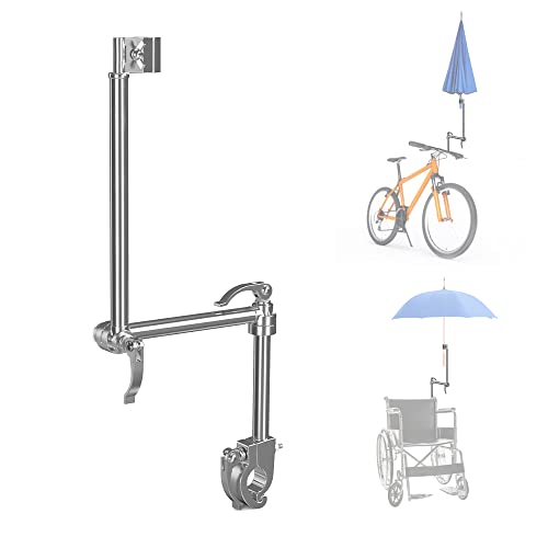 Mobilitäts-Roller-Regenschirmhalter – Universal-Edelstahl-Faltbarer Montageständer für Fahrrad-Rollstuhl-Kinderwagen-Wagen (B) von CHOYTONG