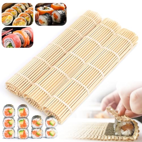 CHRI 3 STK Sushi Matte, Bambusmatte Sushi Roller, Natürliche Bambusmatte zum Rollen von Sushi für Anfänger von CHRI