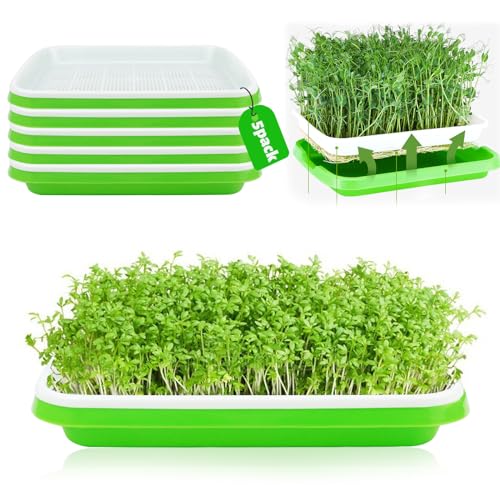 CHRI 5 Stück Keimschalen für Sprossen Seed Sprouter Tray Keimschale 31cm x 25cm Kresse anzuchtschalen Keimung Tablett Keimbox für Anzucht von Mungbohnen Alfalfa Weizengras von CHRI