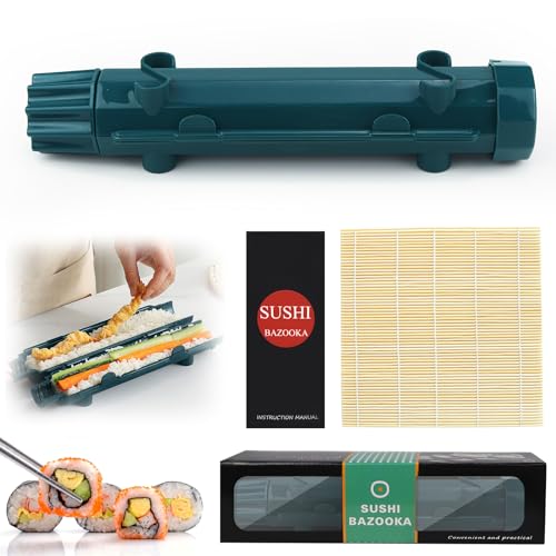 CHRI Sushi Maker Bazooka,Sushi Set zum Selber Machen, Sushi Roller Maker Sushimaker Bazooka und Bambusmatte for Anfänger (Marineblau) von CHRI