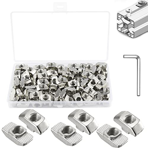 Nutensteine M8 100STK, T-Nut-Muttern Schiebemutter Hammermutter t Nut Muttern Stahl Verzinkt, Hammerkopf Befestigungsmutter für Aluminiumprofil Standard-40-Serie von CHRI
