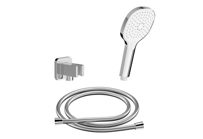 CHRIS BERGEN Brausegarnitur SET aus Handbrause, Wandanschlussbogen und Brauseschlauch, 3 Strahlart(en), in Chrom von CHRIS BERGEN