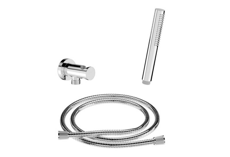 CHRIS BERGEN Brausegarnitur SET aus Handbrause, Wandanschlussbogen und Brauseschlauch, in Chrom von CHRIS BERGEN