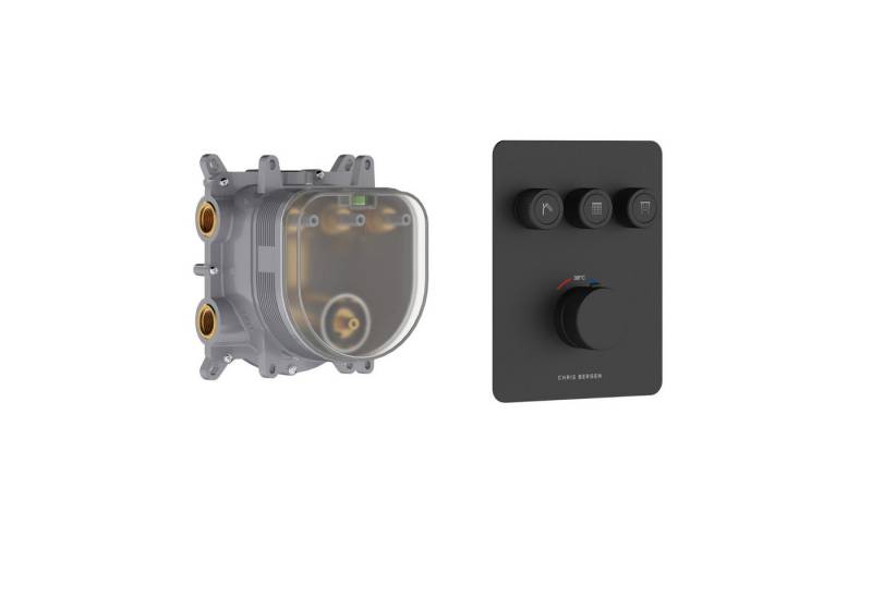 CHRIS BERGEN Brausethermostat Aquatronic Unterputz Duschthermostat für drei Verbraucher in Chrom und Schwarz matt von CHRIS BERGEN