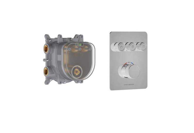 CHRIS BERGEN Brausethermostat Aquatronic Unterputz Duschthermostat für drei Verbraucher in Chrom und Schwarz matt von CHRIS BERGEN