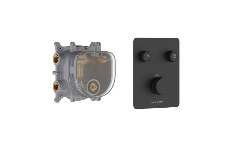 CHRIS BERGEN Brausethermostat Aquatronic Unterputz Duschthermostat für zwei Verbraucher in Chrom und Schwarz matt von CHRIS BERGEN
