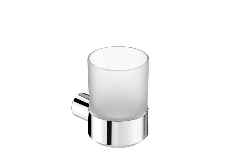 CHRIS BERGEN Zahnputzbecher Zahnbürstenbecher wandhängend aus Messing und satiniertem Glas, in Chrom und Schwarz matt von CHRIS BERGEN