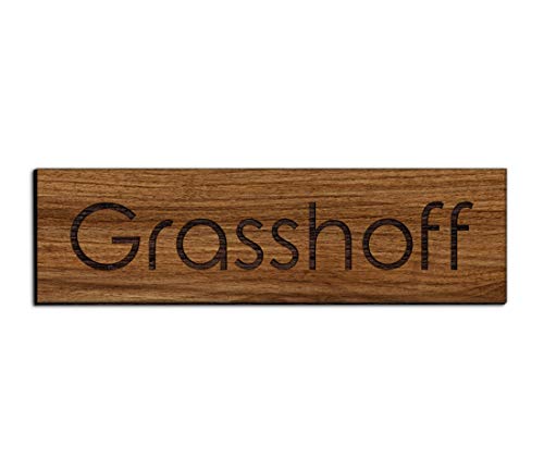 Holz Türschild mit Gravur | Namensschilder Briefkastenschild selbstklebend oder mit Bohrlöcher 7x2 cm eckig Klingelschild/Türschild für die Haustür mit Namen von CHRISCK design