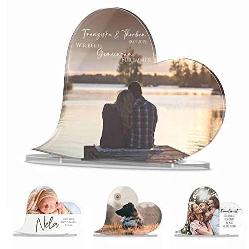 CHRISCK design Acryl Glasherz mit Foto & eigenem Text - personalisiertes Geburtstagsgeschenk - Geschenk Jahrestag Freund Freundin - Fotogeschenk Mama Papa Schwester - Foto Herz von CHRISCK design