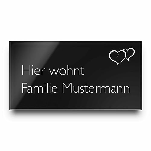 Acrylglas Türschilder mit edler Gravur und Motiven - Optional Blank, Selbstklebend oder mit Bohrlöchern | Klingelschild in Schwarz oder Anthrazit - ideal für Haustür, Klingel oder Briefkasten von CHRISCK design