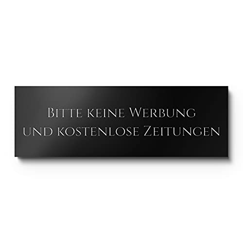 Bitte keine Werbung und kostenlose Zeitungen Schilder für Briefkasten | Hochwertige Gravur auf Kunststoff | Wetterfest - rostfrei - kratzfest - robust - UV-beständig von CHRISCK design