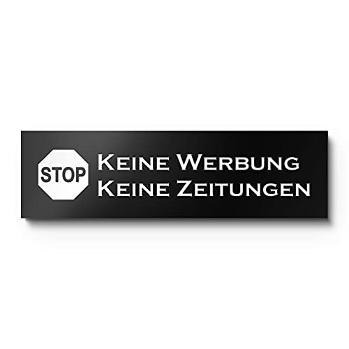 Briefkasten Schild Keine Werbung und kostenlose Zeitung | Professionelle Gravur auf Kunststoff | Robust - wetterfest - rostfrei - langlebig - UV-beständig von CHRISCK design