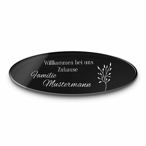 Briefkastenschild mit personalisierter Gravur von Wunschtext und Motiven - Türschild aus Hochglanz Acrylglas in Schwarz oder Anthrazit | Größen ab 5x2 cm von CHRISCK design