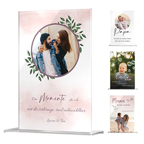 CHRISCK design Personalisierte Acryl Glasbilder mit Foto Druck & eigenem Text | Persönliches Geschenk für Mama Freund Freundin Familie | Fotohalter Bild personalisiert von CHRISCK design