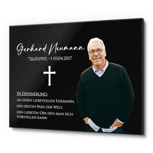 CHRISCK design Andenken aus Granit ab 20 x 15 cm | gestalte Dein Grabplatte ganz einfach selbst | Gedenktafel aus Granit für Menschen mit einem schönen Text von CHRISCK design
