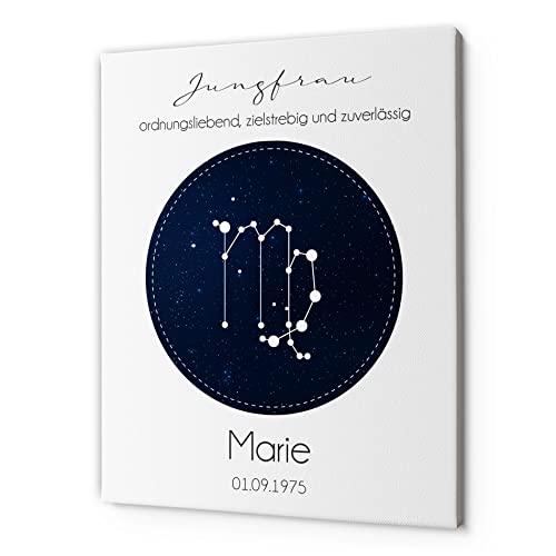 CHRISCK design Astro Wandbild Sternzeichen Jungfrau selbst gestalten | Leinwand Bild mit Sternenhimmel | Moderne Wandbilder Geschenk Partner Freunde CHRISCK design Astro Wandbild Sternzeichen Jungfrau selbst gestalten | Leinwand Bild mit Sternenhimmel | Moderne Wandbilder Geschenk Partner Freunde von CHRISCK design
