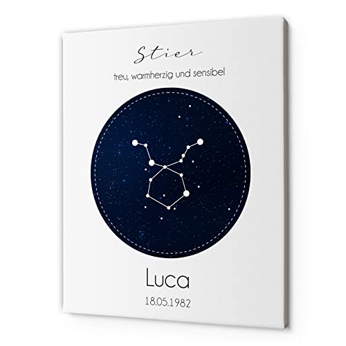 CHRISCK design Astro Wandbild Sternzeichen Stier mit Namen gestalten | Leinwand Sternzeichen mit Sternenhimmel | Moderne Zimmerdeko Geschenk Freund Freundin CHRISCK design Astro Wandbild Sternzeichen Stier mit Namen gestalten | Leinwand Sternzeichen mit Sternenhimmel | Moderne Zimmerdeko Geschenk Freund Freundin von CHRISCK design