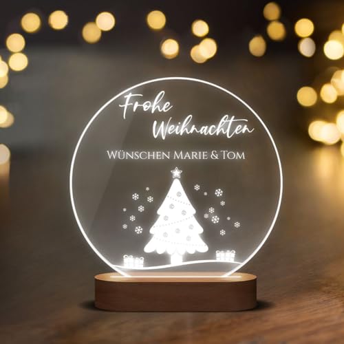 CHRISCK design Personalisiertes LED-Acrylglasbild mit Weihnachtsmotiven – Einzigartige Weihnachtsdeko mit individueller Gravur - Weihnachtliches Nachtlicht von CHRISCK design