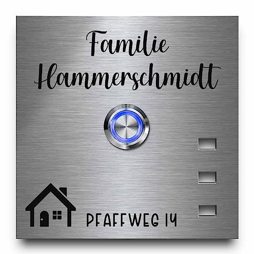 CHRISCK design - Edelstahl Türklingel Modell Hammerschmidt - 10x10 cm mit personalisierter Gravur | witterungsbeständig und rostfrei aus robustem Edelstahl - jetzt gestalten von CHRISCK design