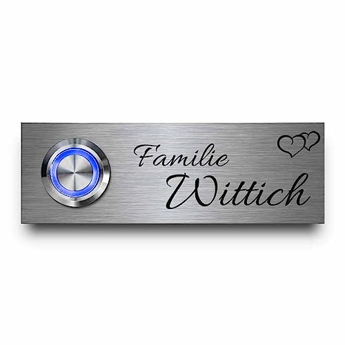 CHRISCK design - Edelstahl Türklingel mit Wunsch-Gravur und Motive | Klingel Modell Wittich 9x3 cm - mit Premium Klingelknopf und diversem Zubehör von CHRISCK design