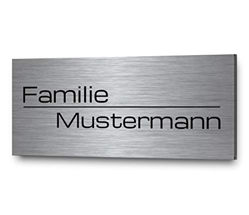 Edelstahl Türschild personalisiert mit Gravur - ab 8x3,5 cm - Riesige Motiv Auswahl - Namensschild mit Namen - Briefkastenschild selbstklebend o. mit Bohrung - Klingelschild Haustürschild Briefkasten von CHRISCK design