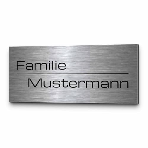 Edelstahl Türschild personalisiert mit Gravur - ab 8x3,5 cm - Riesige Motiv Auswahl - Namensschild mit Namen - Briefkastenschild selbstklebend o. mit Bohrung - Klingelschild Haustürschild Briefkasten von CHRISCK design