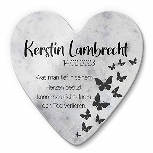 CHRISCK design Edler Grabstein aus Marmor in Herz Form - personalisierter Grabschmuck wetterfest - persönliche Grabdeko für Urnengrab Grab - hochwertige Grabplatte Gedenktafel für Verstorbene von CHRISCK design