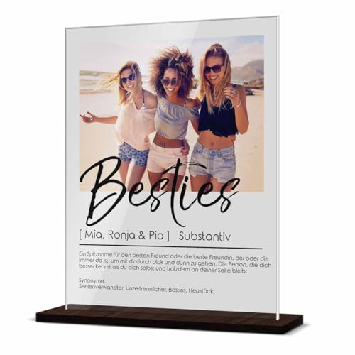 CHRISCK design Fotogeschenk mit Bestie Definition - individuelles Geschenk beste Freundin - BFF Geschenke zum Geburtstag - beleuchtetes Acryl Glasbild mit Foto von CHRISCK design