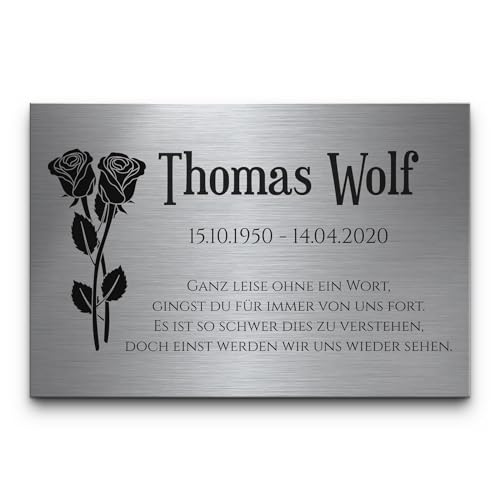 CHRISCK design Gedenkstein Grabstein aus V2A Edelstahl Grabplatte mit Gravur 30x20 cm Gedenktafel für Menschen oder Haustiere Hund Katze personalisiert Gedenkplatte Grabschmuck Andenken wetterfest von CHRISCK design