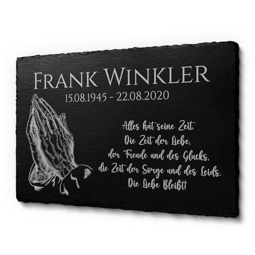 CHRISCK design Grabschmuck 30 x 20 cm | gestalte Dein Gedenktafel ganz einfach selbst | Grabstein mit Laser-Gravur für Menschen von CHRISCK design