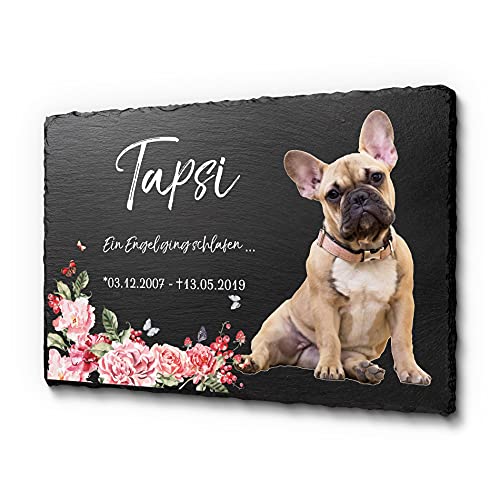 CHRISCK design Grabstein Hund aus Schiefer mit farbigem Foto - Tier Gedenkstein als liebevolle Erinnerung an geliebtes Haustier - Grabdeko Gedenktafel Naturstein CHRISCK design Grabstein Hund aus Schiefer mit farbigem Foto - Tier Gedenkstein als liebevolle Erinnerung an geliebtes Haustier - Grabdeko Gedenktafel Naturstein von CHRISCK design