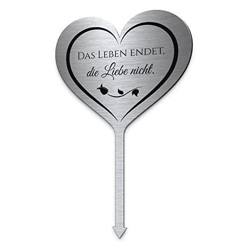 Grabstecker Edelstahl Grabherz mit Namen oder Spruch | persönlicher Grabschmuck wetterfest | Gedenktafel Grab Mensch Grabstein Urnengrab individuell gestalten (Personalisierbar) von CHRISCK design