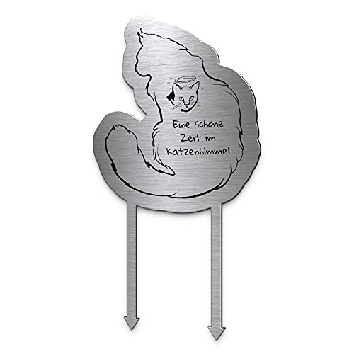 CHRISCK design Grabstecker Grabschmuck Katze Edelstahl | Mit Motiv und Trauer Spruch - Grabschmuck mit Gravur | Grabschmuck wetterfest für Grab oder Garten CHRISCK design Grabstecker Grabschmuck Katze Edelstahl | Mit Motiv und Trauer Spruch - Grabschmuck mit Gravur | Grabschmuck wetterfest für Grab oder Garten von CHRISCK design