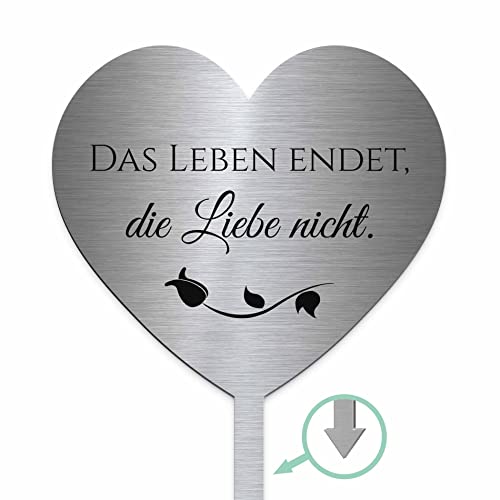 CHRISCK design Grabstecker Herz aus Edelstahl mit Spruch und schönen Motiven | Grabschmuck individuell personalisierbar & wetterfest | persönliche Grabdeko selbst gestalten (Personalisierbar) von CHRISCK design