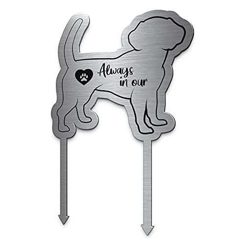 CHRISCK design Grabstecker Hund Edelstahl mit individuellem Namen oder Trauerspruch Wunsch-Text | Grabgestecke für Urnengrab Grabschmuck Hund selbst gestalten | Einzigartige Grabdeko von CHRISCK design
