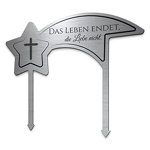 CHRISCK design Grabstecker wetterfest Edelstahl Sternschnuppe | Individuell gestalten mit Trauerspruch oder Namen | zB Grabgestecke für Urnengrab oder Sternenkinder Grabschmuck CHRISCK design Grabstecker wetterfest Edelstahl Sternschnuppe | Individuell gestalten mit Trauerspruch oder Namen | zB Grabgestecke für Urnengrab oder Sternenkinder Grabschmuck von CHRISCK design