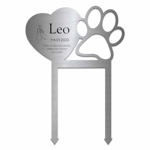 CHRISCK design Individueller Tier Grabstecker mit Herz und Pfote aus witterungsbeständigem Edelstahl - mit vielen Motiven und eigenem Text für Hunde, Katzen und co. - 25x35 cm CHRISCK design Individueller Tier Grabstecker mit Herz und Pfote aus witterungsbeständigem Edelstahl - mit vielen Motiven und eigenem Text für Hunde, Katzen und co. - 25x35 cm von CHRISCK design
