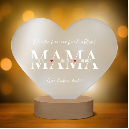 CHRISCK design LED Acryl Glasherz für Mama Papa Schwester - verschiedene Designs! - personalisierte Geschenke mit Beleuchtung - persönliche Geschenkidee Geburtstag Familie von CHRISCK design