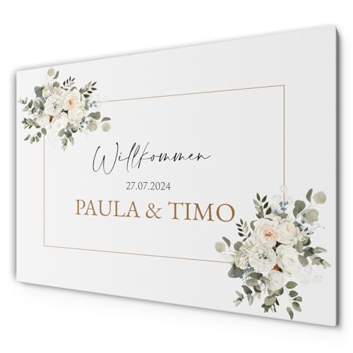 CHRISCK design Personalisierte Wandbild Tafel zur Hochzeit - Wandbild mit hübschen Designs passend zum Hochzeitstag - Leinwand mit farbigem UV-Druck - Größe 80x60 cm CHRISCK design Personalisierte Wandbild Tafel zur Hochzeit - Wandbild mit hübschen Designs passend zum Hochzeitstag - Leinwand mit farbigem UV-Druck - Größe 80x60 cm von CHRISCK design