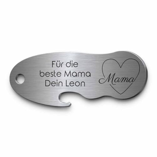 CHRISCK design Personalisierter Einkaufswagenlöser aus Edelstahl - ideal für den Schüsselbund | kleine Aufmerksamkeit für Freunde, Familie oder Eltern - Einkaufswagen Chip mit Flaschenöffner von CHRISCK design