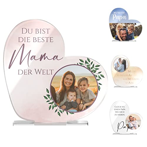 CHRISCK design Fotogeschenke - Personalisiertes Foto Herz aus Glas mit Bild & Text - Geschenk für Freund Freundin - Foto auf Acrylglas bedruckt für Sie und Ihn ab 14x14 cm von CHRISCK design